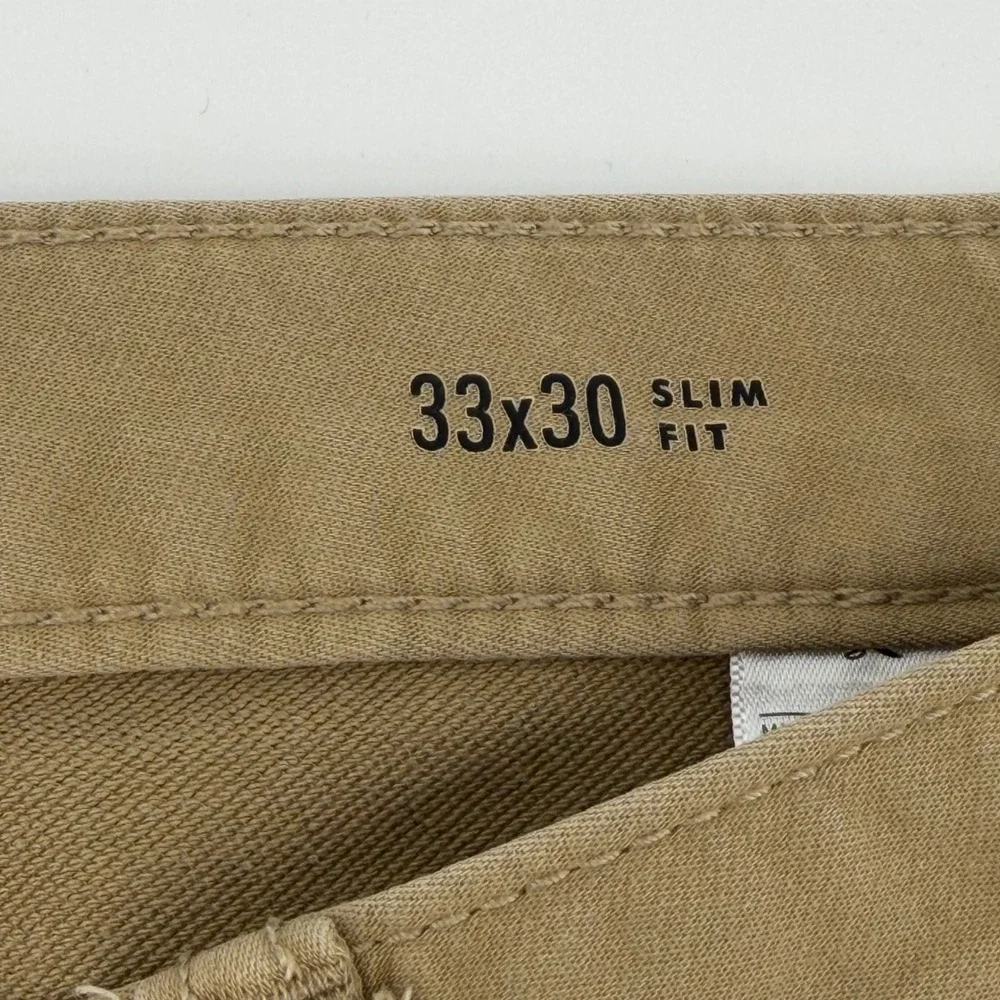 Banana Republic Travel Jean Mens 33x30 Slim Fit Khaki Tan Brown Pants 5-Pocket